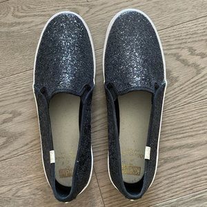 Black Glitter Kate Spade Slip On Keds size 9